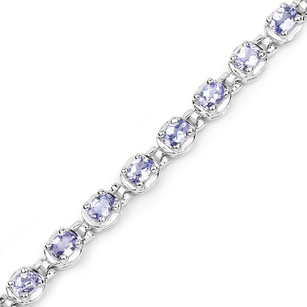 Genuine Tanzanite Tennis Silver Bracelet