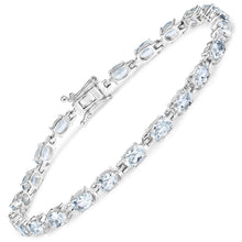 Load image into Gallery viewer, Genuine Aquamarine Tennis Bracelet Silver
