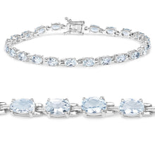 Load image into Gallery viewer, Genuine Aquamarine Tennis Bracelet Silver