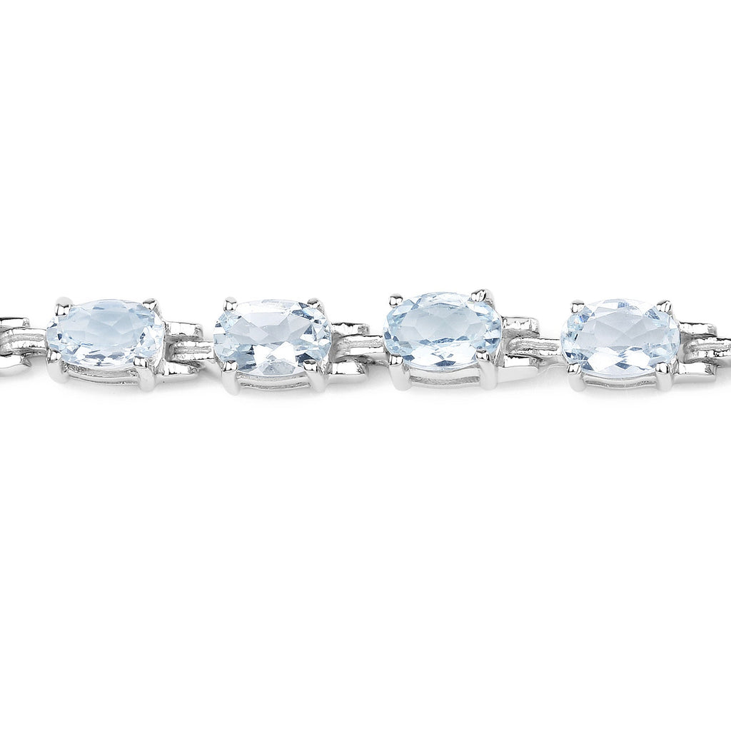Genuine Aquamarine Tennis Bracelet Silver