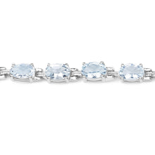 Load image into Gallery viewer, Genuine Aquamarine Tennis Bracelet Silver
