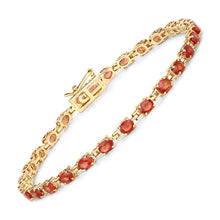 Load image into Gallery viewer, 14K Gold Genuine Orange Sapphire Tennis Bracelet