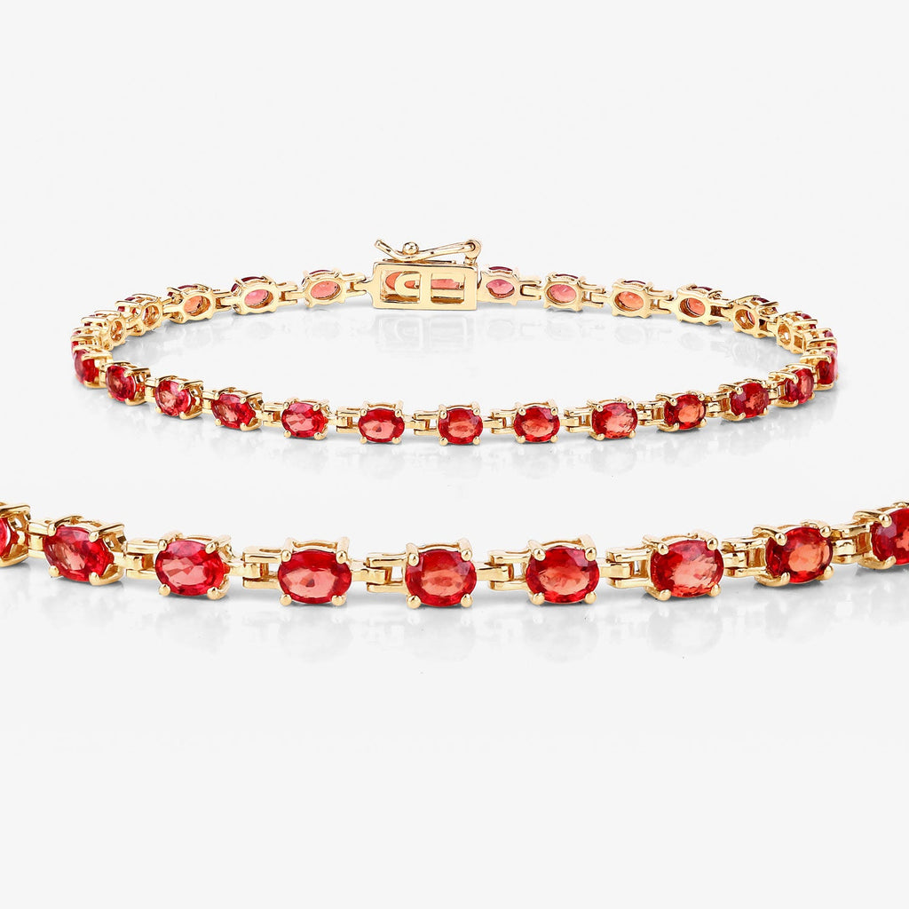 14K Gold Genuine Orange Sapphire Tennis Bracelet