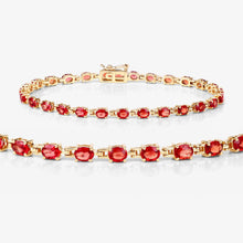 Load image into Gallery viewer, 14K Gold Genuine Orange Sapphire Tennis Bracelet