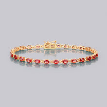 Load image into Gallery viewer, 14K Gold Genuine Orange Sapphire Tennis Bracelet