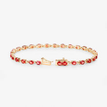 Load image into Gallery viewer, 14K Gold Genuine Orange Sapphire Tennis Bracelet