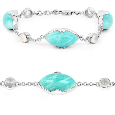 Genuine Amazonite and White Agate Strand Bracelet