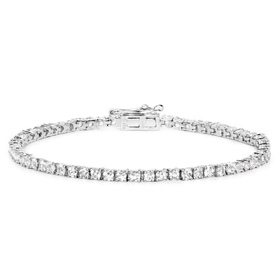 Genuine White Topaz Tennis Bracelet Silver