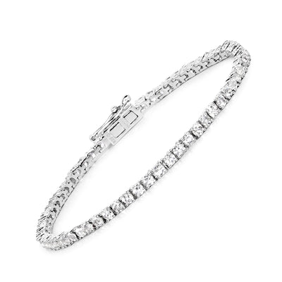Genuine White Topaz Tennis Bracelet Silver