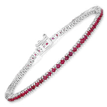 Load image into Gallery viewer, Genuine Pink Ruby Tennis Bracelet