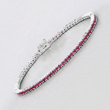 Load image into Gallery viewer, Genuine Pink Ruby Tennis Bracelet