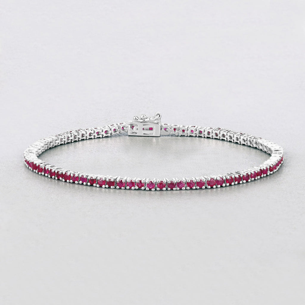 Genuine Pink Ruby Tennis Bracelet