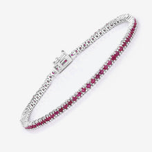 Load image into Gallery viewer, Genuine Pink Ruby Tennis Bracelet