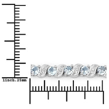 Load image into Gallery viewer, Genuine Aquamarine and White Topaz Bolo Bracelet