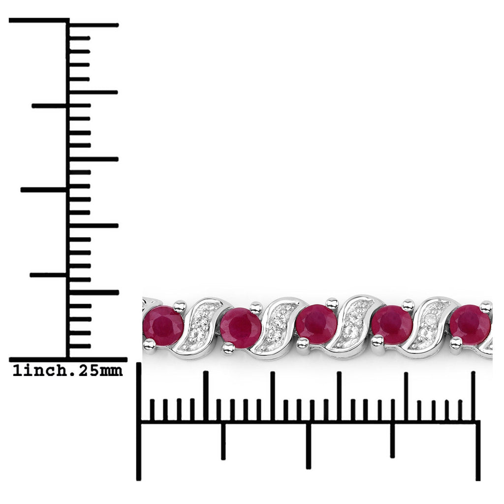 Genuine Ruby and White Topaz Bolo Bracelet