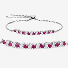 Load image into Gallery viewer, Genuine Ruby and White Topaz Bolo Bracelet