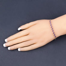 Load image into Gallery viewer, Genuine Ruby and White Topaz Bolo Bracelet