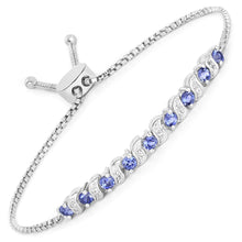 Load image into Gallery viewer, Genuine Tanzanite and White Topaz Bolo Bracelet