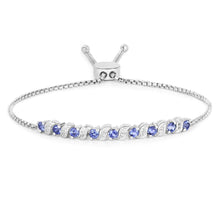 Load image into Gallery viewer, Genuine Tanzanite and White Topaz Bolo Bracelet