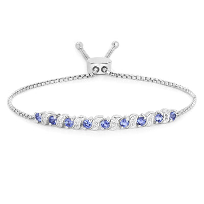 Genuine Tanzanite and White Topaz Bolo Bracelet