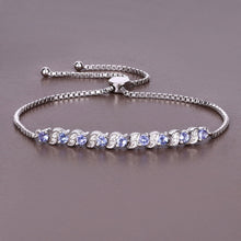Load image into Gallery viewer, Genuine Tanzanite and White Topaz Bolo Bracelet