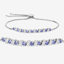 Load image into Gallery viewer, Genuine Tanzanite and White Topaz Bolo Bracelet