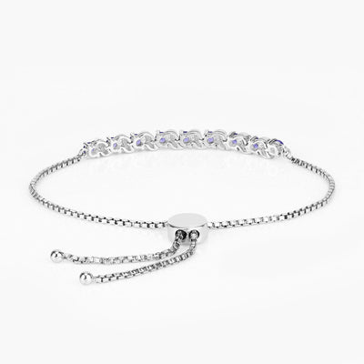 Genuine Tanzanite and White Topaz Bolo Bracelet