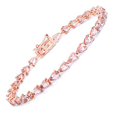 Load image into Gallery viewer, Genuine 10K Rose Gold Morganite Tennis Bracelet