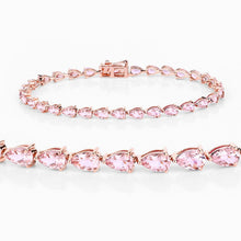 Load image into Gallery viewer, Genuine 10K Rose Gold Morganite Tennis Bracelet