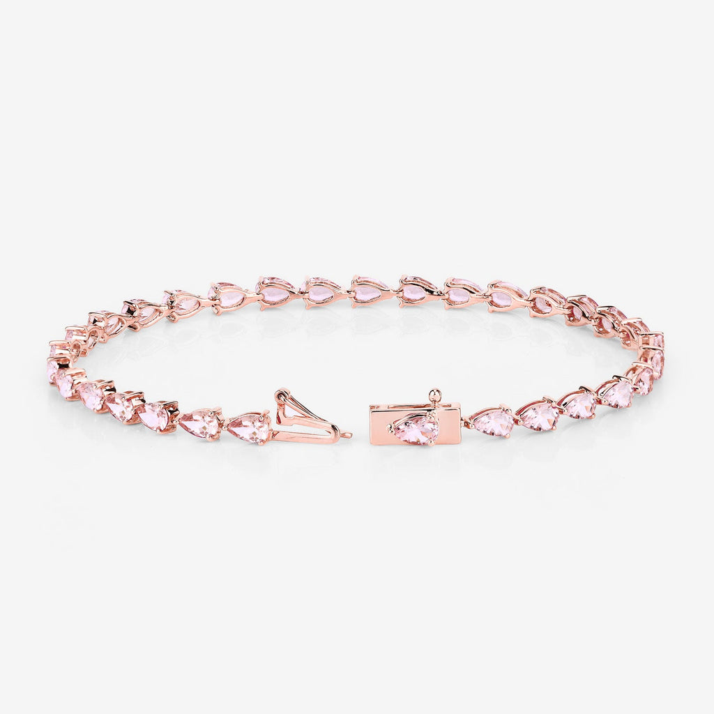 Genuine 10K Rose Gold Morganite Tennis Bracelet