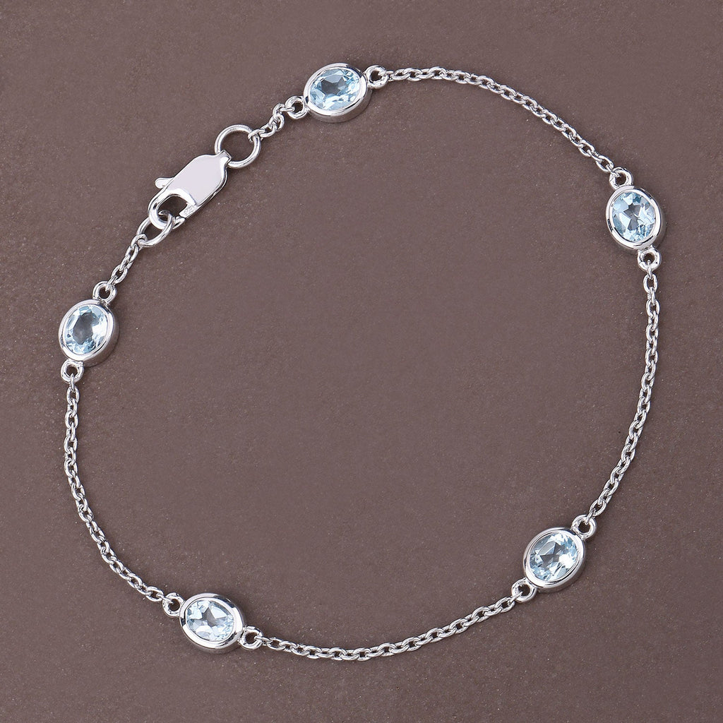 Genuine Blue Topaz By The Yard Bracelet