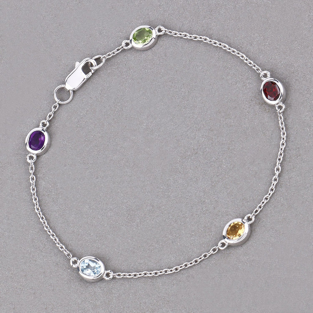 Genuine Multi Stones By The Yard Bracelet