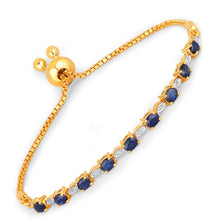 Load image into Gallery viewer, Genuine Blue Sapphire Diamond Bolo Bracelet