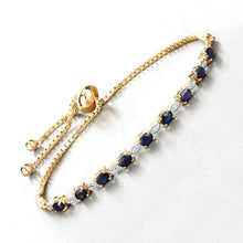 Load image into Gallery viewer, Genuine Blue Sapphire Diamond Bolo Bracelet