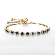 Load image into Gallery viewer, Genuine Blue Sapphire Diamond Bolo Bracelet