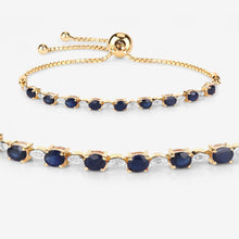 Load image into Gallery viewer, Genuine Blue Sapphire Diamond Bolo Bracelet
