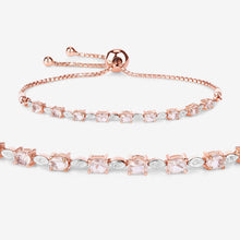 Load image into Gallery viewer, Genuine Morganite and White Diamond Bolo Bracelet