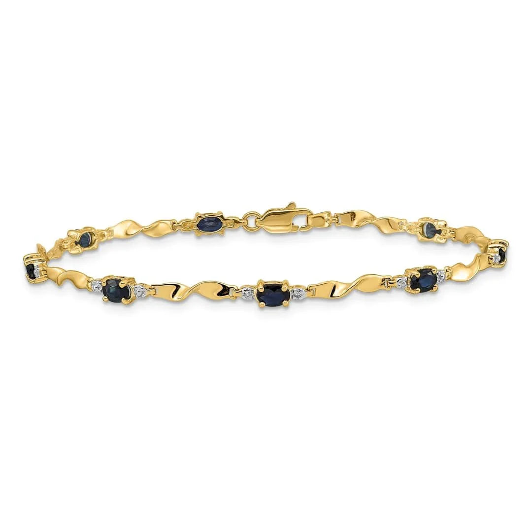 Genuine Sapphire 14K Gold Twisted Bracelet Fine Color Jewels 14k gold bracelet,14k gold dainty bracelet,blue sapphire bracelet yellow gold,dainty 14k gold bracelet,dainty gold bracelet 14k,gold and sapphire bracelet,oval sapphire bracelet,QG,sapphire and diamond bracelet gold,sapphire and diamond bracelet yellow gold,sapphire bracelet yellow gold,sapphire gold bracelet,Twisted bracelet gold,unisex gold bracelet