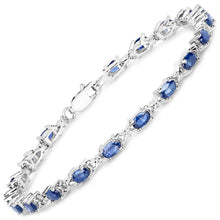 Load image into Gallery viewer, Genuine Blue Sapphire Silver Tennis Bracelet
