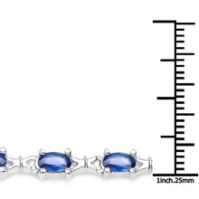 Load image into Gallery viewer, Genuine Blue Sapphire Silver Tennis Bracelet
