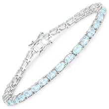 Load image into Gallery viewer, Genuine Blue Topaz Tennis Silver Bracelet