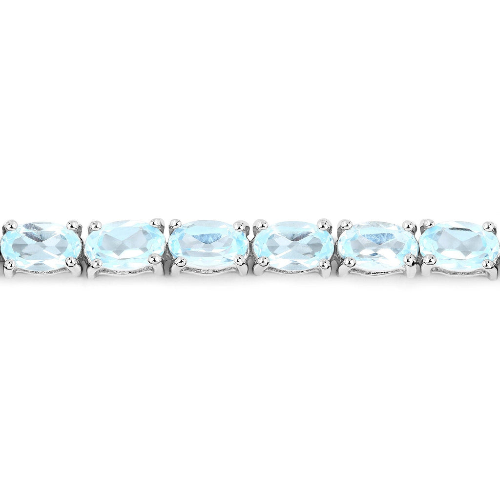 Genuine Blue Topaz Tennis Silver Bracelet