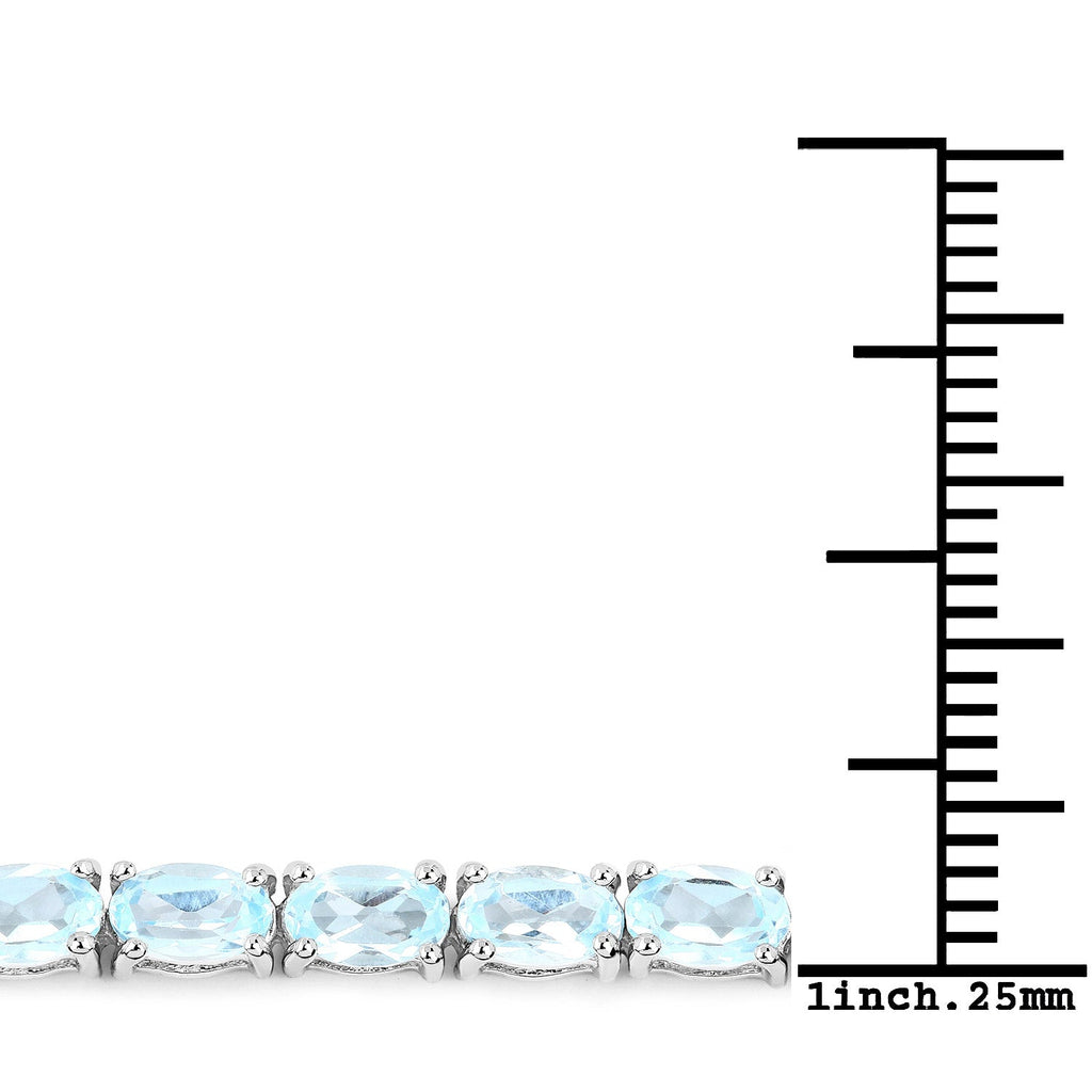 Genuine Blue Topaz Tennis Silver Bracelet