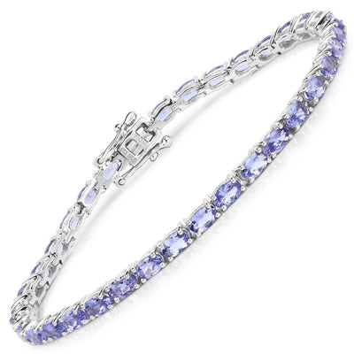 Natural Purple Tanzanite Silver Tennis Bracelet