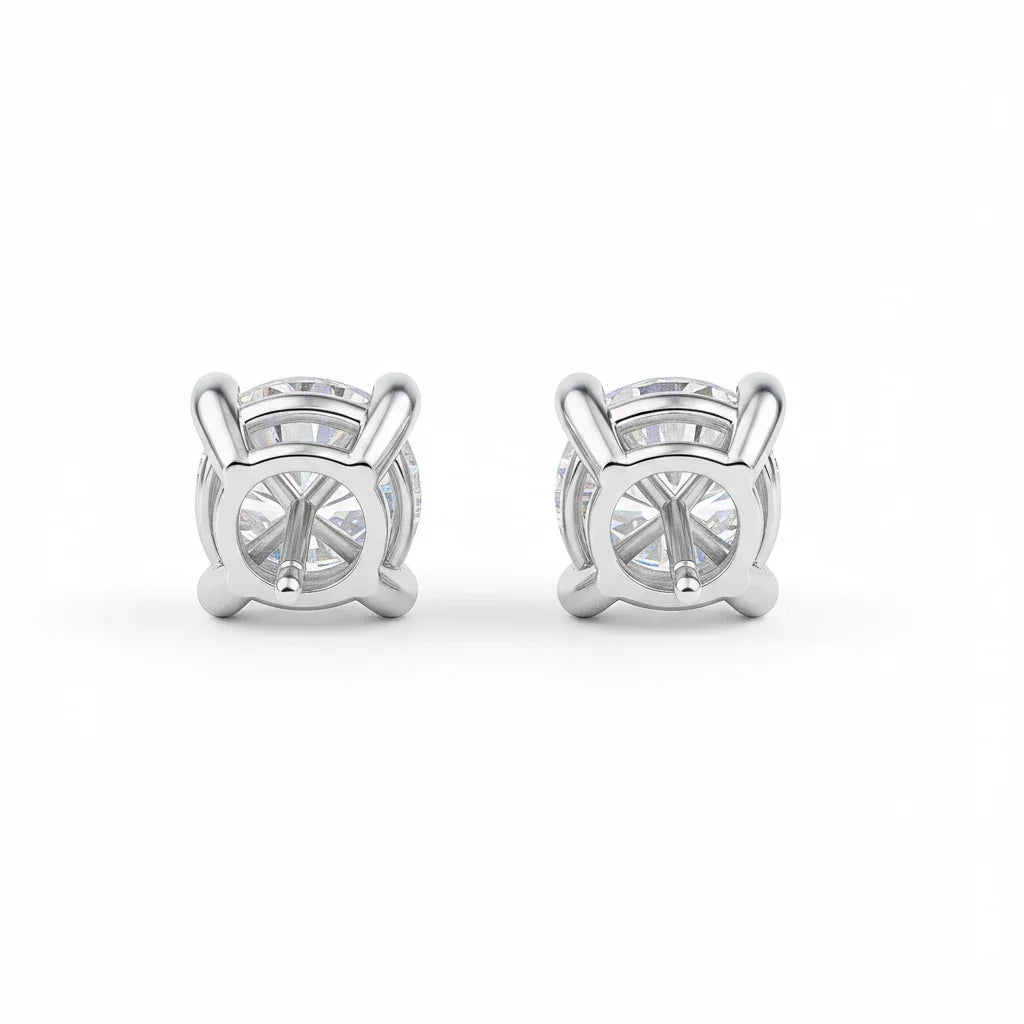 IGI Certified Round Lab Grown Diamond Solitaire Stud Earrings White Gold - Fine Diamond