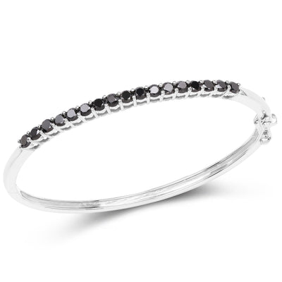 Genuine Black Diamond Bangle Bracelet