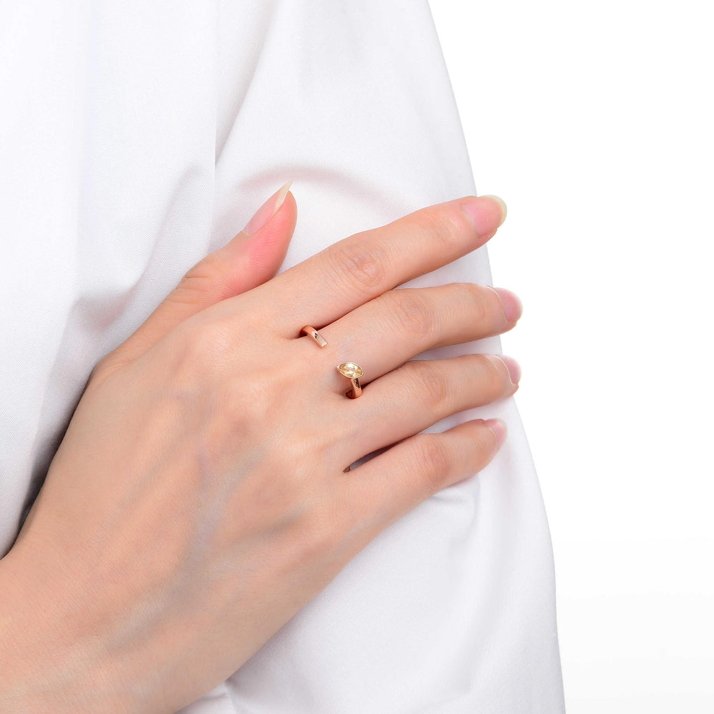 November Birthstone Ring, Citrine Simple Ring, Solitaire Ring for Women