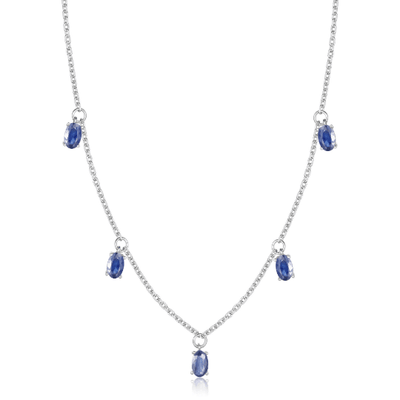 Blue Sapphire Layering Necklace - FineColorJewels