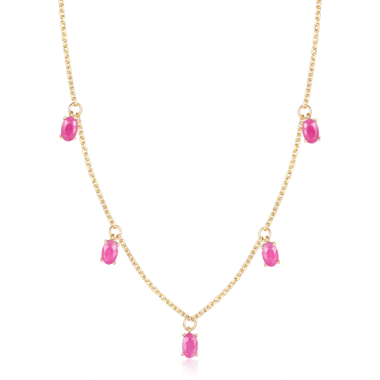 Ruby Layering Necklace Sterling Silver Ruby Stone Dainty Choker July Birthstone Collar Necklace Gift - FineColorJewels