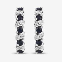 Load image into Gallery viewer, Genuine Blue Sapphire Hoop Earrings